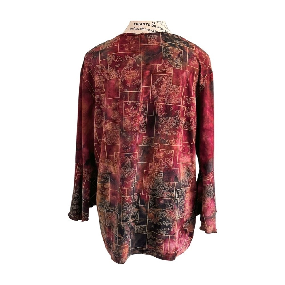 Claire France 90s Mauve Paisley Bell Sleeves bohemian size Large - Picture 4 of 7